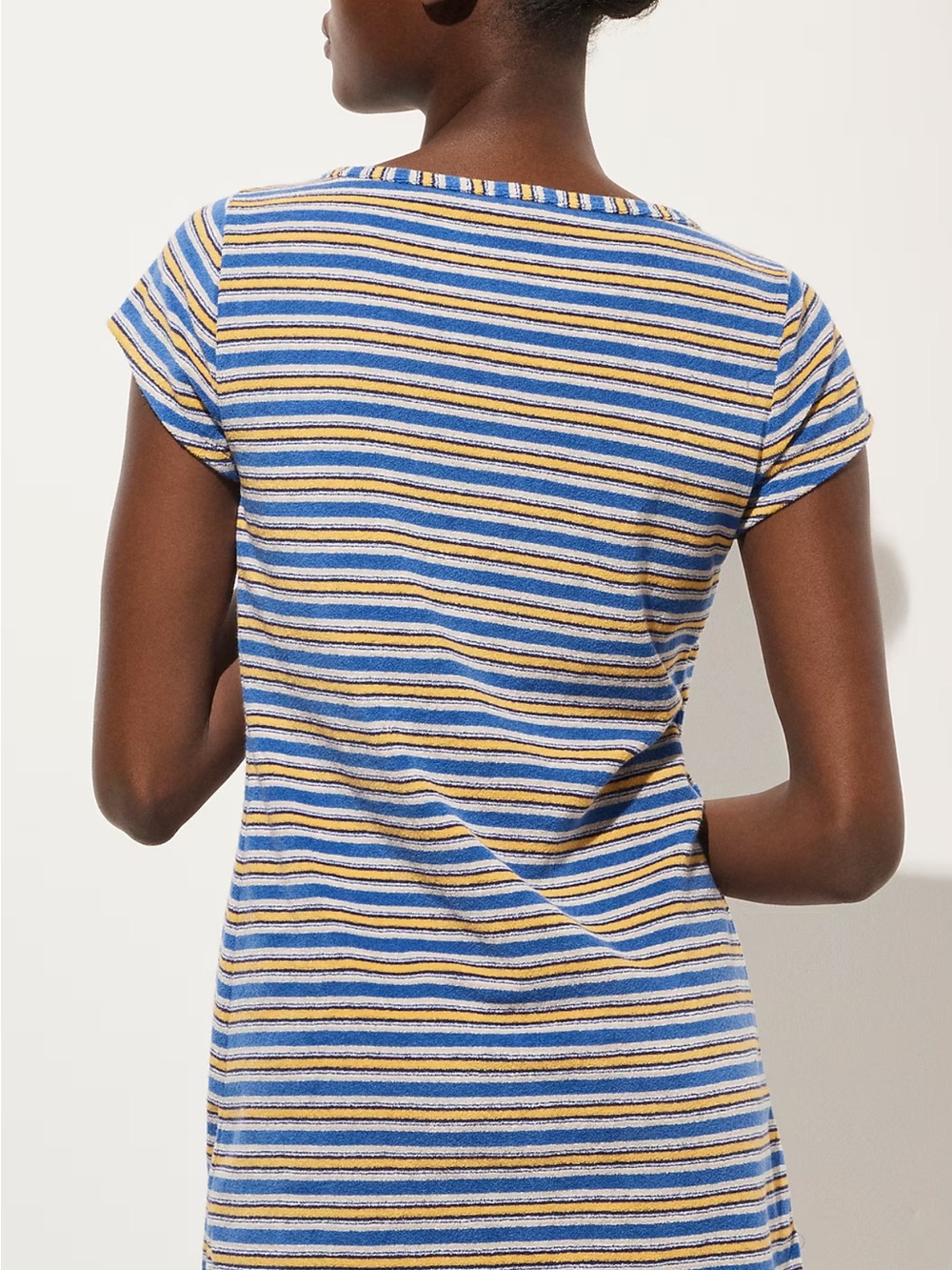 J. Crew Towel Terry T-shirt Dress in Stripe Sunwashed Sea - Picture 3 of 9